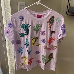 QUEEN OF SPARKLES Mermaid Sequin Tee - Pink and Multicolor